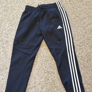 Black Adidas Women’s Joggers with White Stripes, Size Small